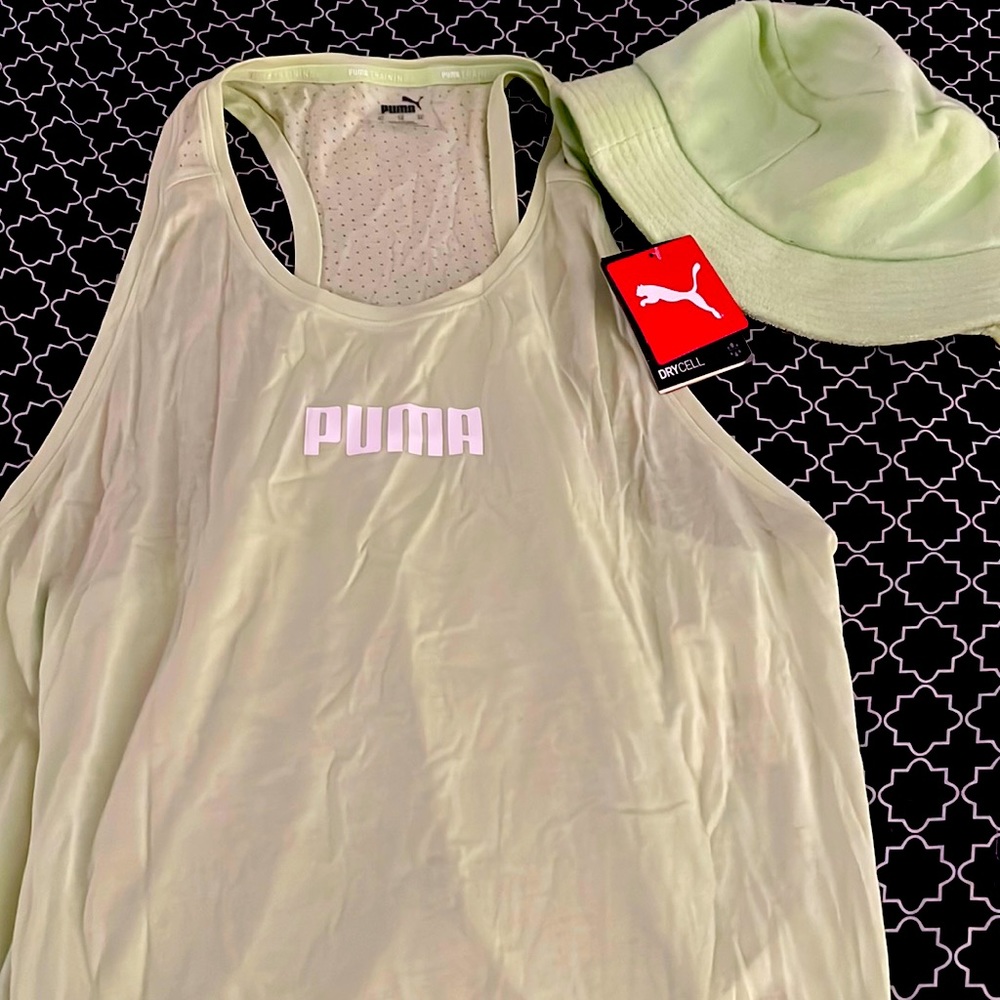 NWT Puma lime tank new and bucket lime hat new cute summer combo